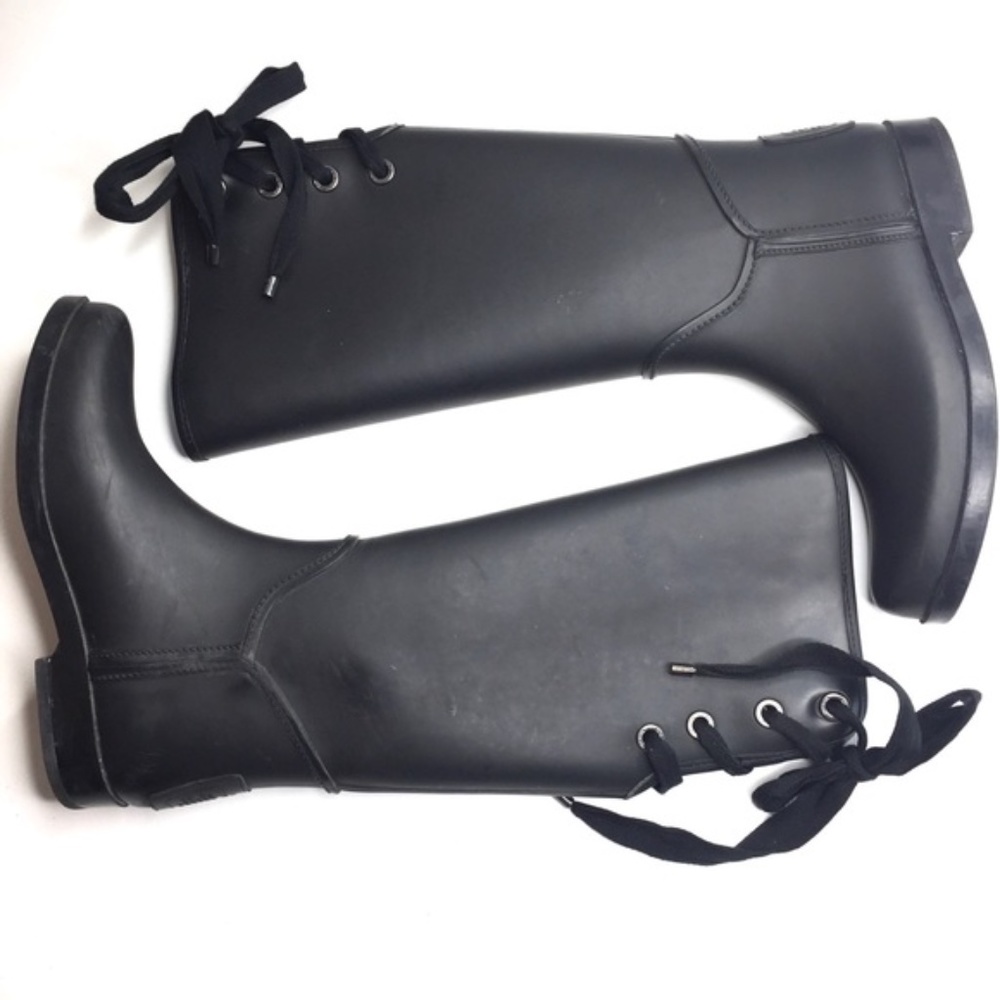 Coach Tristee Matte Black Rubber Rain Boots Size 8